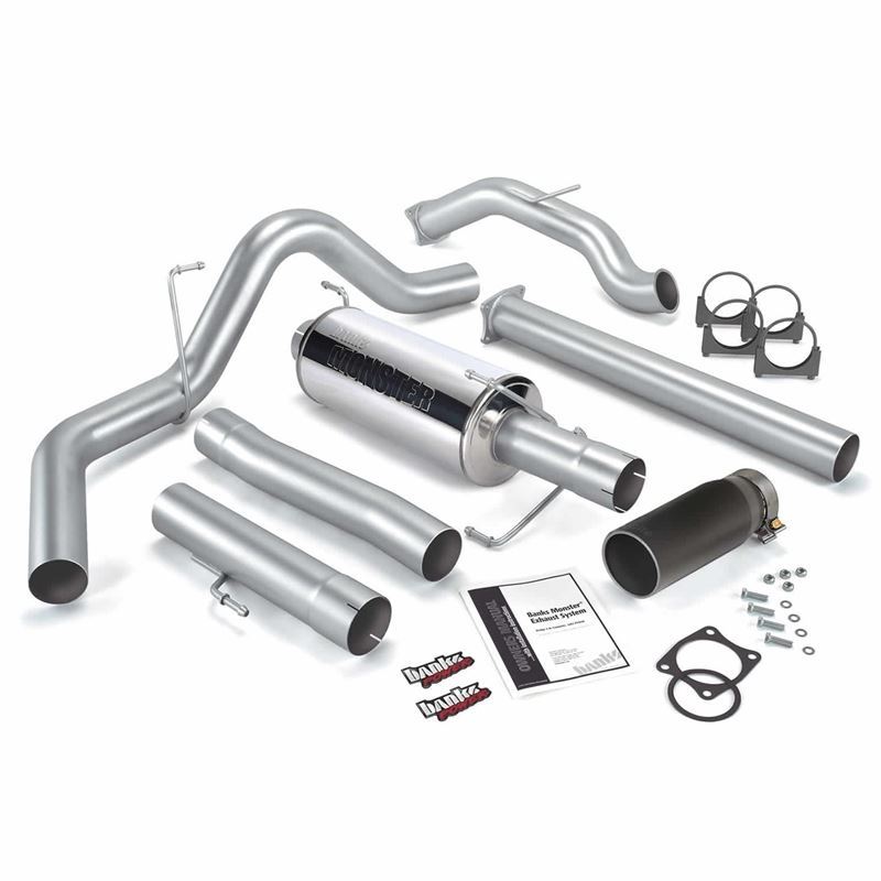 Banks Power Monster Exhaust System Single Exit Black Round Tip 03 04